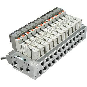 10-SS5Y3/5/7-20P, Body Ported Manifold, Bar Stock, Flat Ribbon Cable, Clean Series