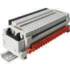 VV5Q11-G, 1000 Series, Base Mounted Manifold, Flat Cable w/Power Supply Terminal Block